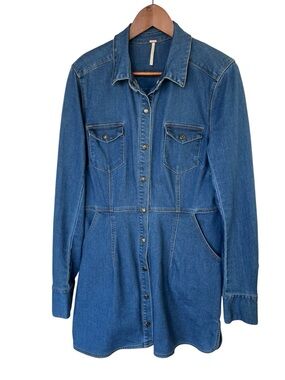 💙 Free People Dynomite Denim Dress – Medium Wash – Size M (Evereve)